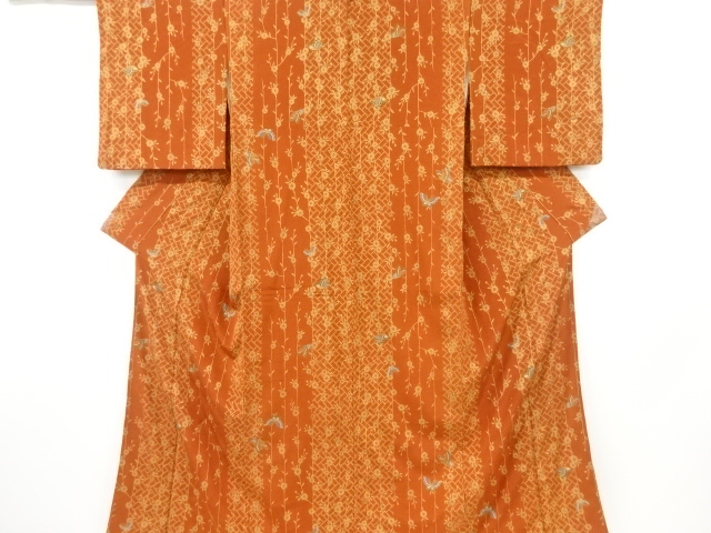 JAPANESE KIMONO / VINTAGE KOMON KIMONO / BUTTERFLY & WEEPING FLOWER